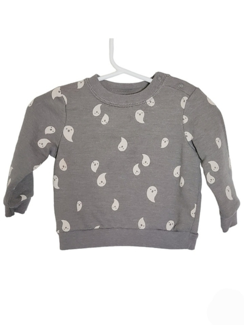 K1221 * Cat & Jack Ghost Print Sweatshirt Gray White Size 6/9M